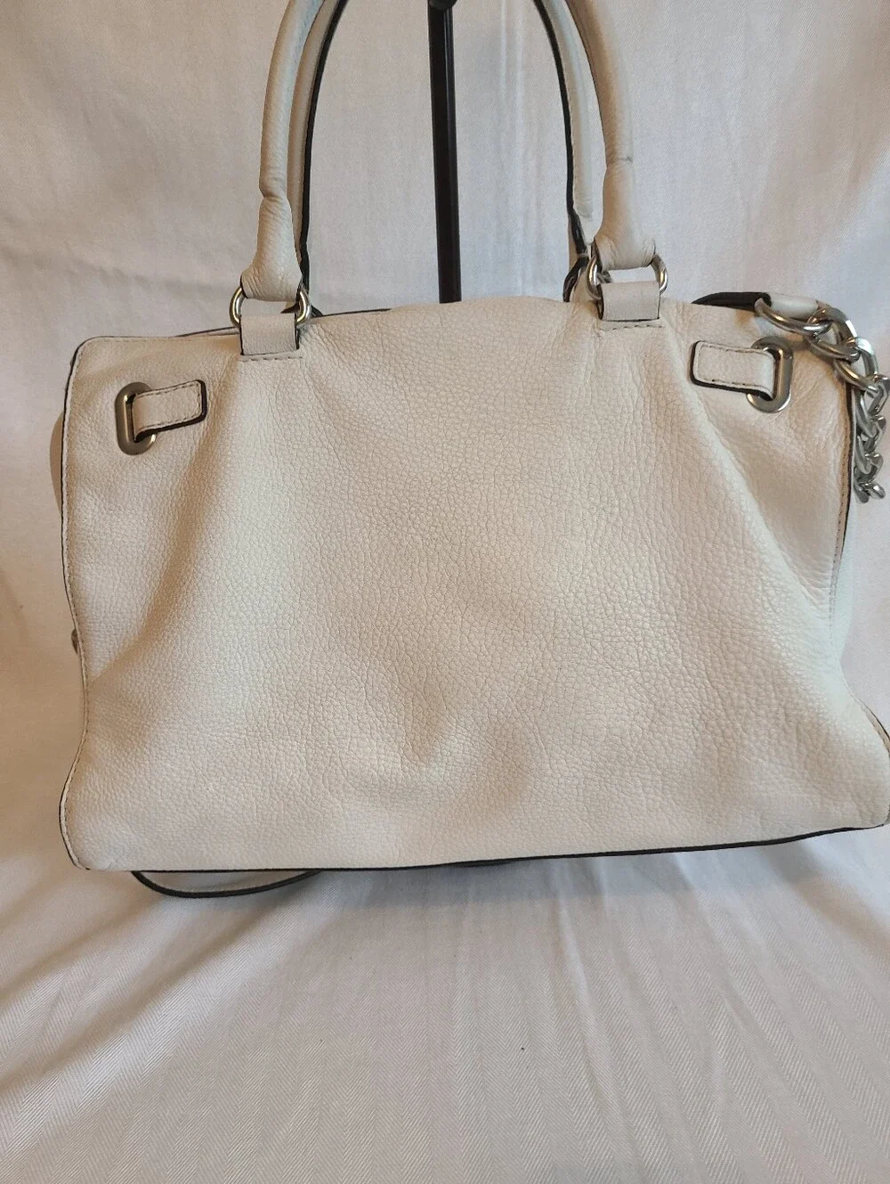 Michael Kors White/Off White Leather Satchel with Shoulder Strap